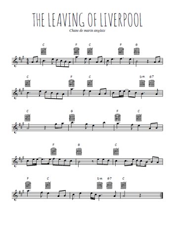 Téléchargez l'arrangement de la partition pour sax en Mib de la musique The leaving of Liverpool en PDF