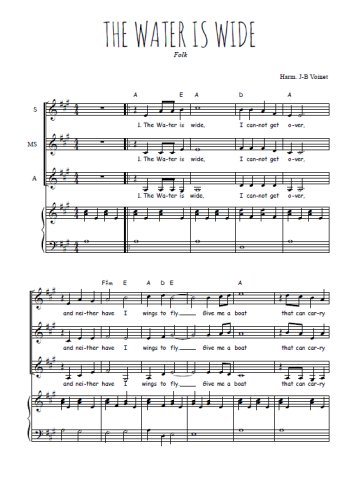 Téléchargez l'arrangement de la partition de The Water is wide en PDF pour trois voix de femmes et piano