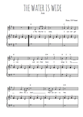 Téléchargez l'arrangement de la partition de usa-the-water-is-wide en PDF pour Chant et piano