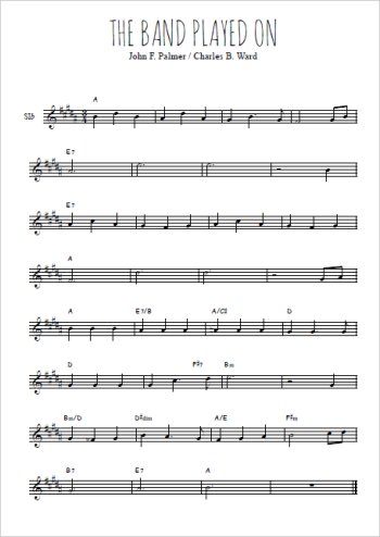 Téléchargez l'arrangement de la partition en Sib de la musique The band played on en PDF