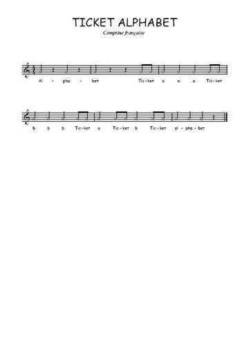 Ticket alphabet Partition gratuite