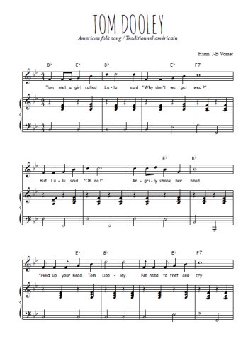 Téléchargez l'arrangement de la partition de Traditionnel-Tom-Dooley en PDF pour Chant et piano
