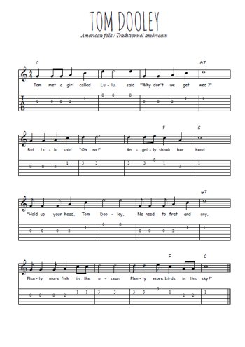 Téléchargez la tablature de la musique Traditionnel-Tom-Dooley en PDF
