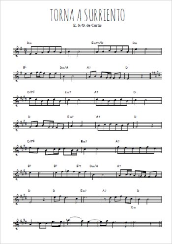 Téléchargez l'arrangement de la partition en Sib de la musique Torna a Surriento en PDF