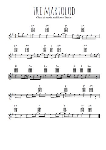 Téléchargez l'arrangement de la partition en Sib de la musique Tri martolod en PDF