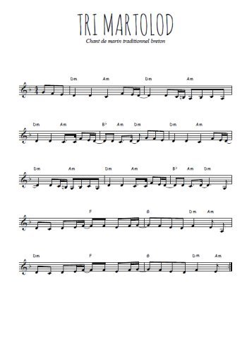 Téléchargez la partition de la musique Tri martolod en PDF, pour violon