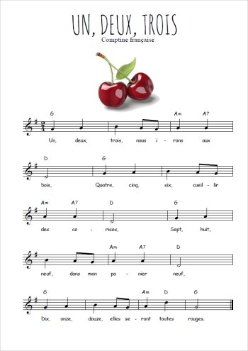 Un, deux, trois Partition gratuite