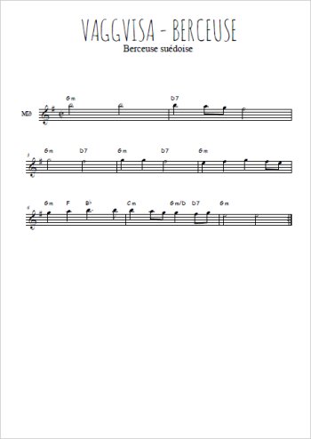 Téléchargez l'arrangement de la partition pour sax en Mib de la musique Vaggvisa - Berceuse suédoise en PDF