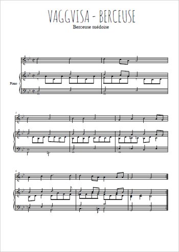Téléchargez l'arrangement de la partition de vaggvisa-berceuse-suedoise en PDF pour Chant et piano