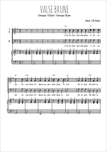 Téléchargez l'arrangement de la partition de Valse brune en PDF pour trois voix mixtes et piano