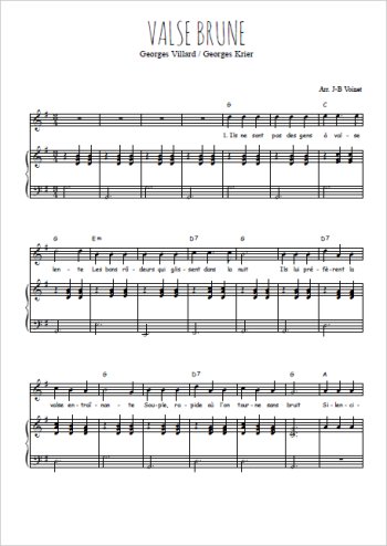 Téléchargez l'arrangement de la partition de georges-villard-georges-krier-valse-brune en PDF pour Chant et piano