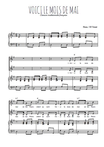 Téléchargez l'arrangement de la partition de Voici le mois de mai en PDF pour deux voix égales et piano