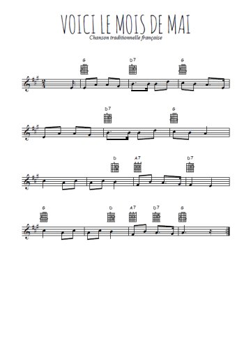 Téléchargez l'arrangement de la partition en Sib de la musique Voici le mois de mai en PDF