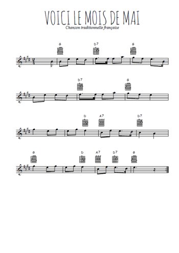 Téléchargez l'arrangement de la partition pour sax en Mib de la musique Voici le mois de mai en PDF