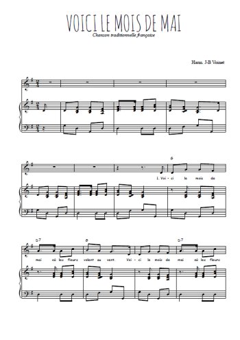 Téléchargez l'arrangement de la partition de voici-le-mois-de-mai en PDF pour Chant et piano
