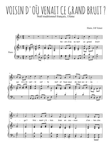 Téléchargez l'arrangement de la partition de noel-voisin-d-ou-venait-ce-grand-bruit en PDF pour Chant et piano