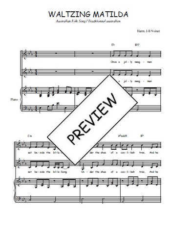 Téléchargez l'arrangement de la partition de Waltzing Matilda en PDF pour deux voix égales et piano