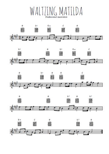 Téléchargez l'arrangement de la partition en Sib de la musique Waltzing Matilda en PDF
