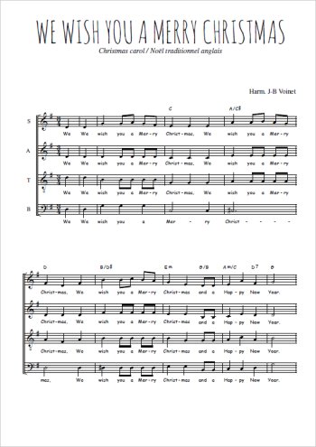 Téléchargez l'arrangement de la partition de We wish you a merry christmas en PDF à quatre voix SATB