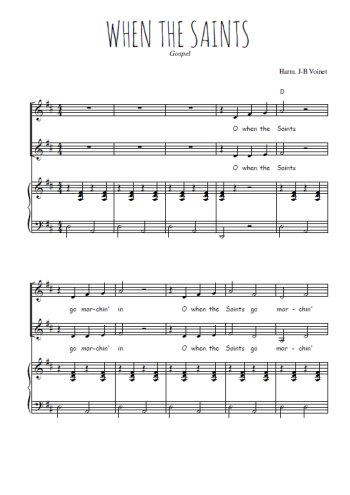 Téléchargez l'arrangement de la partition de Oh when the saints en PDF pour deux voix égales et piano