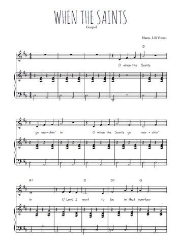 Téléchargez l'arrangement de la partition de spirituel-when-the-saints en PDF pour Chant et piano