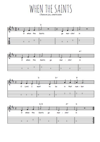 Téléchargez la tablature de la musique spirituel-when-the-saints en PDF