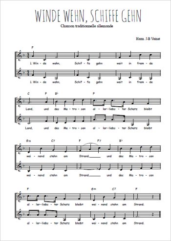 Téléchargez l'arrangement de la partition de Winde wehn, Schiffe gehn en PDF à deux voix