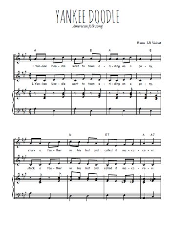 Téléchargez l'arrangement de la partition de Yankee Doodle en PDF pour deux voix égales et piano