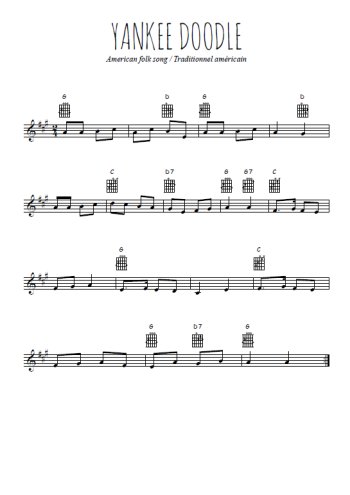 Téléchargez l'arrangement de la partition en Sib de la musique Yankee Doodle en PDF
