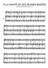 Téléchargez l'arrangement de la partition de Traditionnel-A-la-sante-de-ces-jeunes-maries en PDF pour Chant et piano