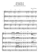 Téléchargez l'arrangement de la partition de Akwaba en PDF pour trois voix mixtes et piano