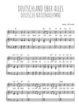 Téléchargez l'arrangement de la partition de hymne-national-allemand-deutschland-uber-alles en PDF pour Chant et piano