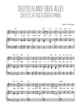 Téléchargez l'arrangement de la partition de hymne-national-allemand-deutschland-uber-alles en PDF pour Chant et piano