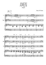 Téléchargez l'arrangement de la partition de Amen en PDF pour trois voix d'hommes et piano