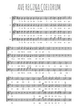 Téléchargez l'arrangement de la partition de Ave Regina Coelorum en PDF à quatre voix SATB