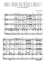 Téléchargez l'arrangement de la partition de Avez-vous vu Jésus Christ en PDF pour trois voix de femmes et piano