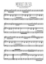 Téléchargez la partition de Menuet en sol en PDF pour Mélodie et piano