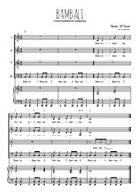 Téléchargez l'arrangement de la partition de Bambali en PDF pour 4 voix mixtes et piano