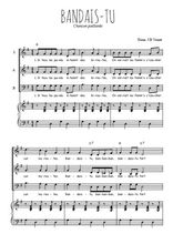 Téléchargez l'arrangement de la partition de Bandais-tu en PDF pour trois voix mixtes et piano