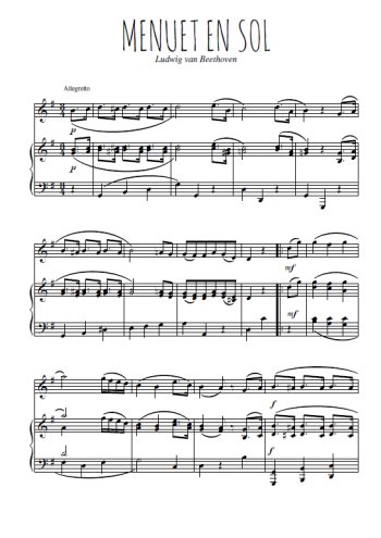 Téléchargez l'arrangement de la partition de beethoven-menuet-en-sol en PDF pour Mélodie et piano