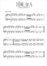 Téléchargez l'arrangement de la partition de Thème Op.76 de Beethoven en PDF à deux voix