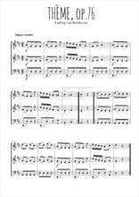Téléchargez l'arrangement de la partition de Thème Op.76 de Beethoven en PDF à trois voix