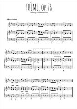 Téléchargez l'arrangement de la partition de beethoven-theme-op76 en PDF pour Mélodie et piano