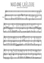 Téléchargez l'arrangement de la partition de pierre-jean-de-beranger-madame-gregoire en PDF pour Chant et piano