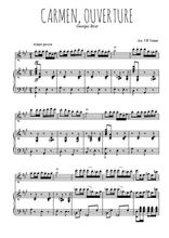 Téléchargez l'arrangement de la partition de bizet-carmen-ouverture en PDF pour Chant et piano