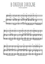 Téléchargez l'arrangement de la partition de bonjour-ivrogne en PDF pour Chant et piano