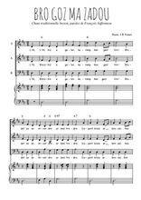 Téléchargez l'arrangement de la partition de Bro gozh ma zadou en PDF pour trois voix mixtes et piano