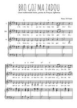 Téléchargez l'arrangement de la partition de Bro gozh ma zadou en PDF pour trois voix de femmes et piano