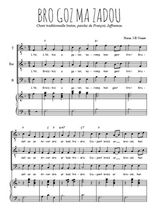 Téléchargez l'arrangement de la partition de Bro gozh ma zadou en PDF pour trois voix d'hommes et piano
