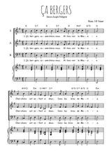 Téléchargez l'arrangement de la partition de Ca bergers en PDF pour trois voix mixtes et piano